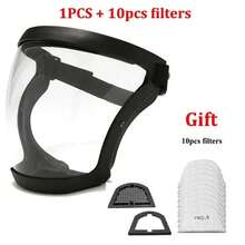 áscara de protección completa, protector transparente para la cabeza y los ojos, visera de pantalla para gafas, a prueba de polvo, a prueba de viento, antiniebla CRPO - Sólo 10 filtros - Ver 11