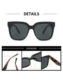 Verywork 1pc Women's Leopard Print Geometric Full Frame Fashion Sunglasses, Suitable For Street Photography, Music Festivals, Beaches, Vacations, Fits Various Face Shapes, Fashionable Accessory For Outings, Carnivals And Other Occasions - Multicolor - View 4