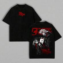 Camiseta Okarun - Jiji Dandadan – Camiseta de anime vintage oversized lavada, ropa de fan de anime de algodón - Negro - Ver 2