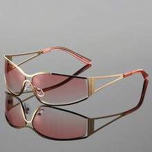 Y2K复古未来主义眼镜，男女通用，独特镂空奢华镜框，显瘦日常通勤必备 - 彩色 - 查看 15