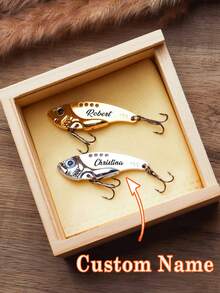 1pc Personalized Engraved Fishing Lure, Custom Lure, Fisherman Gift For Dad Uncle Husband ,Fishing Gift, Fishing Gifts, Father's Day Gift, - Gold - View 1