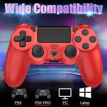Upgraded Wireless P-4 Controller, 1000mAh Long-Lasting Battery & USB-C Cable, Dual Shock Vibration & Precision 6-Axis Gyro Sensor, Multi-Touch Pad & Share Button, Compatible With P-Aystation 4 / P*4 Slim / P*4 Pro / PC Gaming, Includes Stereo Headset Jack - 紅色 - 查看 6