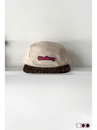 1 件软顶平檐帽，复古拼布滑板 5 片帽，女式豹纹帽檐帽，BiteBerry 原创美国字母撞色棒球帽，男女通用时尚休闲防晒棒球帽，户外街头滑板嬉皮小妞风格