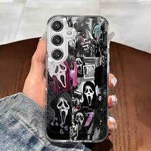 Ghost Face Killer Collage Elements Transparent Phone Case Suitable For Compatible With IPhone 17,16, 15, 14, 13, 12, 11, Pro Max, Air, Plus, As Well As Galaxy S26/25/24/23/22/21 Ultra/FE/Edge/+,A73/72/56/54/53/52/50/35/34/33/26/25/24/23/22/20/16/15/14/13/12/10, Fashionable Phone Cases - 彩色 - 查看 1
