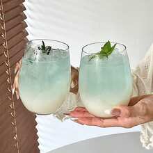 2个圆肚形玻璃杯，鸡尾酒/香槟杯，饮料杯，可清洗玻璃杯 - 透明 - 查看 4