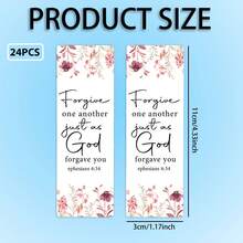 24张励志圣经经文花卉设计书签，适合宗教信仰书籍爱好者、基督教祈祷书签礼物、DIY手工艺术用品、学生、教师主日学教会礼物，UV DTF贴纸，适用于DIY书签、工艺品等。 - 查看 2