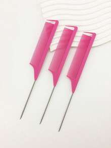 3/6pcs Hair Coloring Highlighting Sectioning Hairstyling Rat Tail Comb - Multicolor - View 3