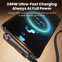 Olaf 240W 二合一 USB-C 转 USB-C 快速充电可折叠支架数据线，Type-C 桌面支架充电线，兼容 17/16 - 查看 3