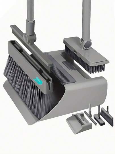 4 In 1 Dustpan And Brush Set, Broom, Kitchen Cleaning Tools, Broom And Dustpan With Comb, Suitable For Home, Kitchen, Room, Office,. Cleaning Supplies, Cleaning Tools