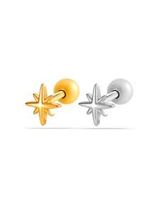 Toppiercing 1 pieza Pendiente de cartílago de acero inoxidable con diseño gráfico de moda coreana - Multicolor - Ver 4