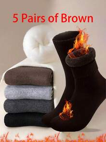 1/3/5/10/15/20双装男士保暖加厚登山靴袜，柔软舒适，适合寒冷天气，长袜，冬季，黑白配色，舒适保暖袜 - 彩色 - 查看 26