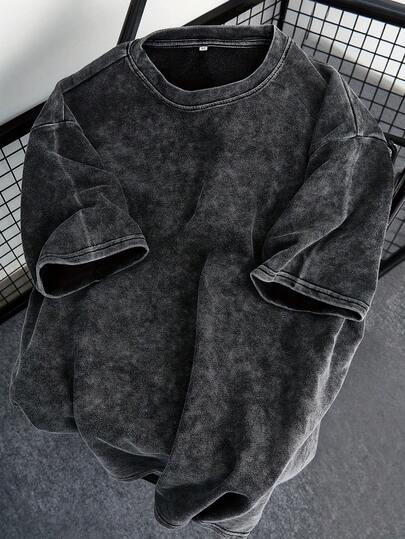 빈티지 워싱 오버사이즈 루즈핏 반팔 티셔츠, 아메리칸 스트릿웨어 스타일 캐주얼 여름