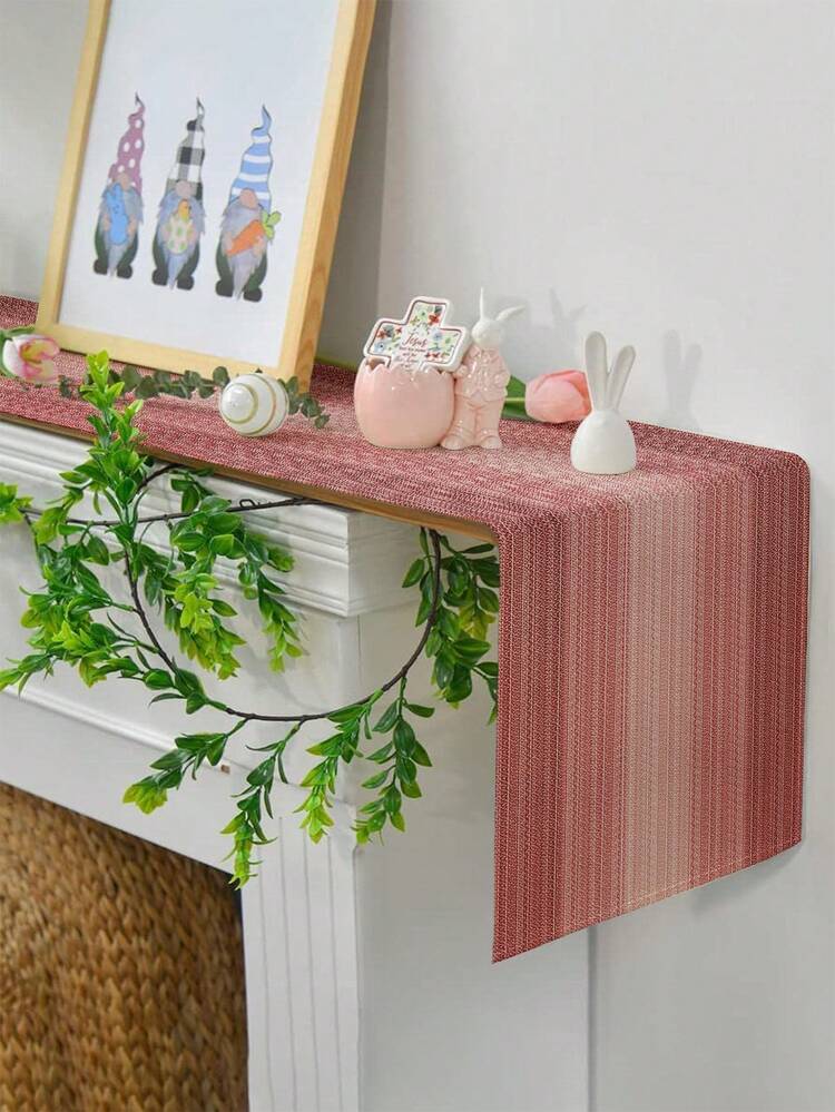 1pc Linen-Like Table Runner, Modern Living Room & Dining Table Mat, Washable, Suitable For Kitchen, Dining Table, Party, Wedding Decoration, Vintage Look, Applicable For Entryway, Family Gathering, Coffee Table, Living Room - Red - View 4