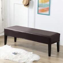 1pc Stretchable PU Waterproof Bench Cover, Suitable For Home Decor, Machine Washable, Modern Style Bench Slipcover, Elastic PU Dining Bench Seat Cover For Bedroom, Living Room, Kitchen, Protects Chair Bench Piano Bench Seat Covers, Removable - Multicolor - View 21