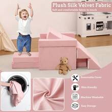 Sofá Infantil Modular de 12 Piezas con Piscina de Pelotas, Convertible para Niños y Niñas Creativos, Sofá de Juego Ideal para Sala de Juegos - Rosa - Ver 6