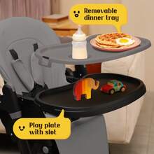 GCCSJ Baby High Chair6-In-1 Foldable Baby High Chair For 0-36 Months - 5 Height Adjustable Convertible Infant Toddler Feeding Chair, Removable Easy-Clean Tray & Locking Wheels, Soft PU Seat High Chair With Safety Harness, Multi-Stage High Chair For Home Dining, Travel & Small Spaces, Available In 6 Colors(The Best Christmas Gift For Children) - Dark Gray + Universal Wheel - View 8