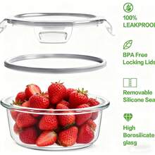 32-Piece Glass Food Storage Containers (16 Glass Bowls + 16 Lids) With Upgraded Snap Locking Lids – Airtight Lunch Containers, Suitable For Microwave/Oven/Refrigerator/Dishwasher (Gray) - 灰色 - 查看 11