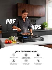 Parrilla Empotrable  4 Quemadores Gas LP Acero Porcelanizado Negro - Negro - Ver 3
