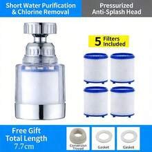 1 Stück Universal 4+1 Armaturenfilter Set - Edelstahl & ABS Material, austauschbare Filterkartusche | Liefert sauberes Trinkwasser für Zuhause, Outdoor und Camping - Silber - Übersicht 3