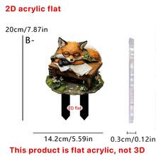 2D亚克力童话花园插牌，森林动物和蘑菇图案，户外草坪和庭院装饰，耐候迷你花园摆件，春夏礼物，7件套 - G - 查看 11