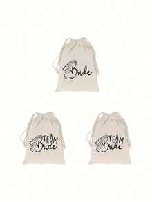 10pcs/Set Drawstring Gift Bags With "Bride" Or "Bridesmaid" Patterns, Ideal For Wedding Favors, Bachelorette Party Gifts, And Bridesmaid Gifts. Creative Wedding Gifts And Party Favors. - Multicolor - View 11