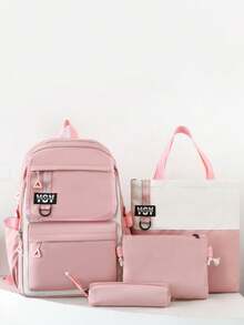 New Stylish High-Quality Large Capacity Multi-Functional Elegant Travel Backpack Set, Suitable For Various Occasions, Autumn/Winter - Pink - View 1