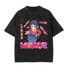 Summer Mita MiSide Washed T Shirt Merch Oversize T-Shirts Men Women Tees - màu đen - Xem 1