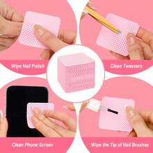 100pcs Cotton Pads, Lint-Free Non-Woven Fabric, Used For Removing Eyelash Extension Glue And Nail Polish - Pink - View 4