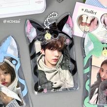 Fashionable Minimalist Irregular Bell Ribbon Cat Ear PVC Card Holder, Creative Display Hanging Accessory, 3-Inch Campus Card/Fan Card Holder - Rectangle - View 6