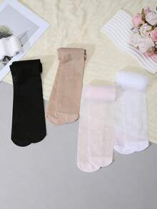 4双装女童星形提花紧身裤，UPF 50+物理防晒连裤袜，基础色，高密度针织，弹力透气夏季打底裤 - 彩色 - 查看 7