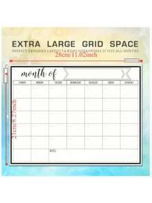 1个磁性冰箱白板留言板，包含可擦写软白板贴纸，月度厨房计划设计，适用于厨房、冰箱、家庭门上可书写留言板 - A - 查看 3