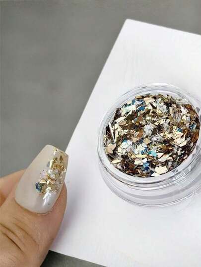 1 Box Vintage Indie Nail Art Supplies, South Asian Style Nail Jewelry, Minimalist 3D Mixed Rock Glitter Nail Decorations, Nail Art Materials, Y2K, For DIY Home & Salon Nail Design