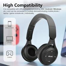 Nowe słuchawki Bluetooth Macaron Full-Ear, chowane i składane, modne damskie słuchawki z basem HIFI, rozmowy w wysokiej rozdzielczości, przenośne bezprzewodowe słuchawki Bluetooth, niedrogi prezent - Czarne - Zobacz 5