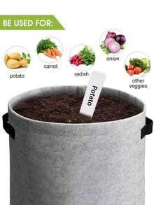 4个带盖7加仑土豆种植袋，10个植物标签，带提手和采收窗口的种植盆，黑灰色 - 育苗袋 - 查看 4