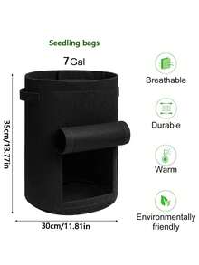 4个带盖7加仑土豆种植袋，10个植物标签，带提手和采收窗口的种植盆，黑灰色 - 育苗袋 - 查看 5