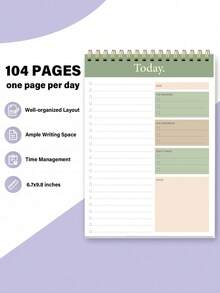 Trees 1pc B5 Size 365 Days Undated To-Do List Planner Notebook, With Checkboxes To Mark Task Priority And Notes, For Work, Home, Study, Desktop Decor, Halloween Gift - Fresh Green - View 4