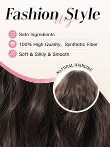 12英寸流行迷人棕色深波浪波波头假发，清新创意假发，耐热合成纤维，配有可调节透气帽，透气性好。 - 棕色 - 查看 7