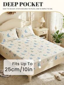 1 Piece Fitted Sheet, Bedding Accessory, Skin-Friendly Bed Cover, Soft And Comfortable, Breathable And Stylish, Full Encasement Mattress Protector, Available In Twin, Double, King, Queen Sizes, Multi-Size Options (Pillows And Pillowcases Not Included), All-Season Use, Machine Washable, Room Decor - Multicolor - View 4