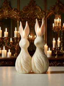兔子造型香薰蜡烛硅胶模具 | 创意螺旋设计不对称复活节兔子装饰品 - 兔子模具 - 查看 5