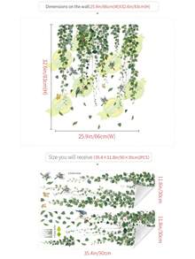 2片可移除藤蔓花鸟背景墙贴，卧室墙面装饰 - 69246-蔓下風輕 - 查看 3