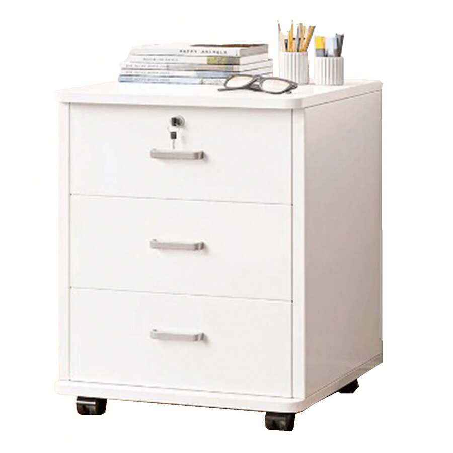 Gabinete de almacenamiento de cajones wood pila de 3 niveles | Organizador multiusos para dormitorio, oficina y baño | Ideal para juguetes, libros y artículos esenciales del hogar, opción de almacenamiento debajo de la mesa, almacenamiento debajo de la mesa - Blanco - Ver 1