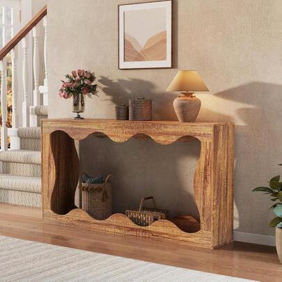 Mesa de Consola de Granja de 63 Pulgadas con Entrada, Mesa de sofá detrás del sofá, Mesa de Consola Estrecha, Soporte de Pasillo, Mesa de Acento Industrial para Sala de Estar, Natural