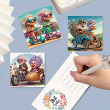 6件套DIY钻石画套装，独特的奶奶主题设计，钻石艺术马赛克明信片，生日、圣诞节、母亲节贺卡，表达温暖的祝福和美好祝愿，适合送给家人、朋友和爱人，手工工艺礼品 - 彩色 - 查看 6