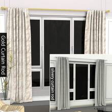 1pc, 5/8 Inch Metal Curtain Rod/Roman Rod/Shower Curtain Rod. Spiral Connector Extends From 45 Inches To 147 Inches, Wall Mounted, Sturdy And Durable. Lantern Decor Curtain Rod Bracket Set, Available In White, Black, Gold, Silver. Modern Classic Style - Multicolor - View 7