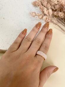 Anel Delicado Dourado De Pérola Feminino Em Semi Joias - Dourado - Visão 9