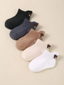 10/5 Pairs Random Cute Bear Print Baby Socks, Extended Non-Slip Heel Design, Super Soft Elastic Breathable, Suitable For 0-36 Months Toddlers Daily Wear & Back To School, Boys' Crawling Socks, Non-Slip Socks, Bear Socks, Back To School Children Gift Set - Multicolor - View 8