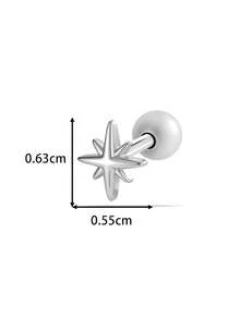 Toppiercing 1 pieza Pendiente de cartílago de acero inoxidable con diseño gráfico de moda coreana - Multicolor - Ver 6