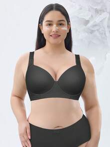 Plus Size Women Underwire Bra - Lift And Shape, Sexy Daily Wear - Black - View 5