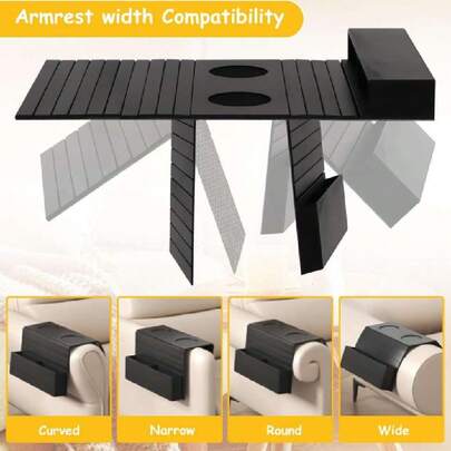 Bandeja para Brazo de Sofá, Portavasos para Sillón, Bandeja para Reposabrazos, Plegable para Brazos de Sofá Antiderrames y Antideslizante, Soporte para Tazas,40983479