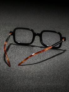 一副男士方形塑料铆钉眼镜，简约个性休闲硬汉风格，适合大学、日常通勤、办公场合佩戴 - 無色 - 查看 8